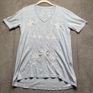 Caite Boho Festival‎ Indie Embroidered V Neck Short Sleeve Top Women's Small